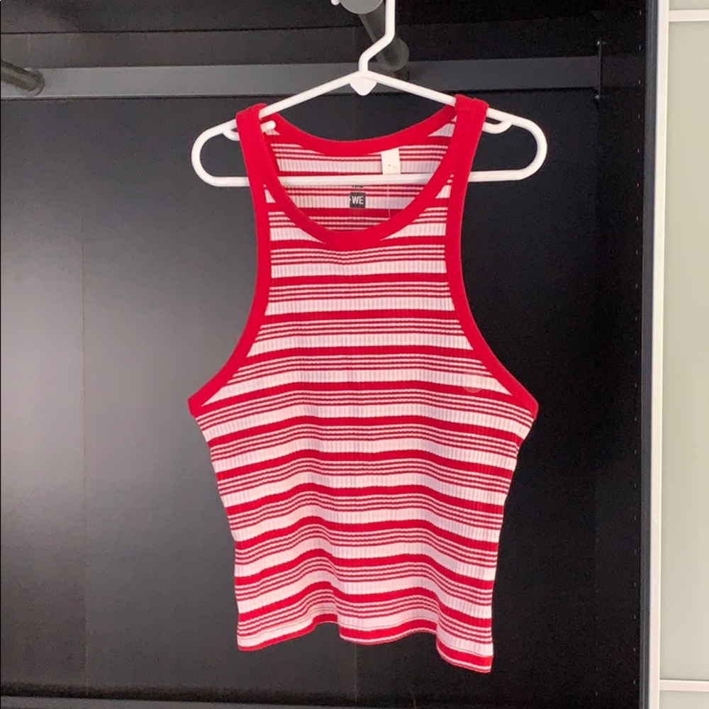 Red and white stripped crop top